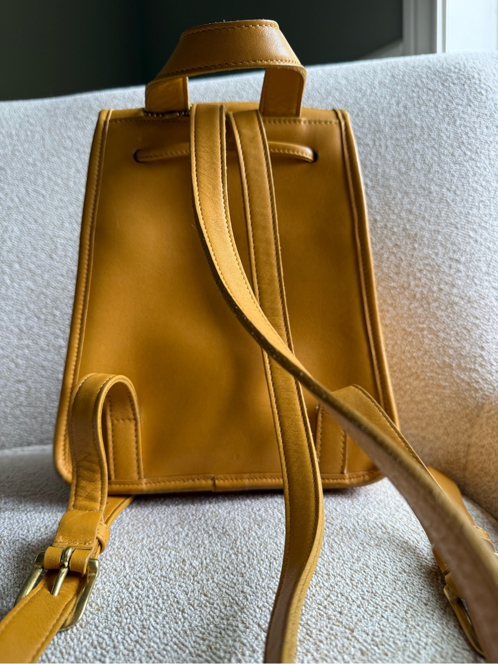 Coach Mustard Leather Drawstring Backpack - Picture 3 of 14